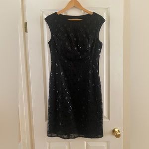 Sue Wong black with sequins cocktail or evening dress. Size 8.